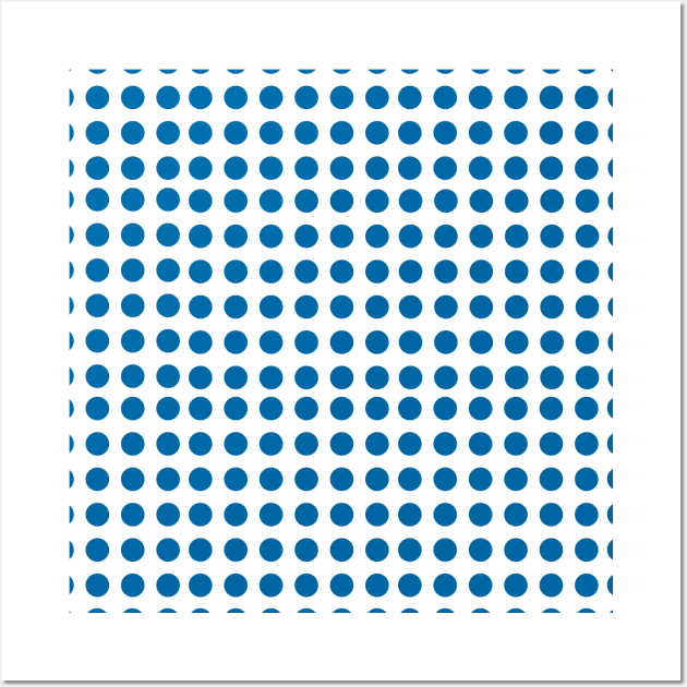 Blue Polka Dots on White Background Wall Art by who_rajiv